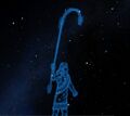 The Faithful Shepherd of Anu with a staff reaching to Auriga (CC BY SMH in Stellarium with drawing by R. Perdok, LWL Planetarium Münster 2016).