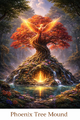 phantasy image of a phoenix bird on a mound with trees: AI-generated