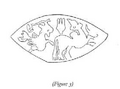Taurus accompanied by a Goat-Fish on Mesopotamian seal print, Wallenfels (1993).