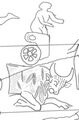Kugel Globe: Taurus with a deity in a cart, overlapping the area of modern Taurus+Auriga (drawing by SMH 2024)[6]